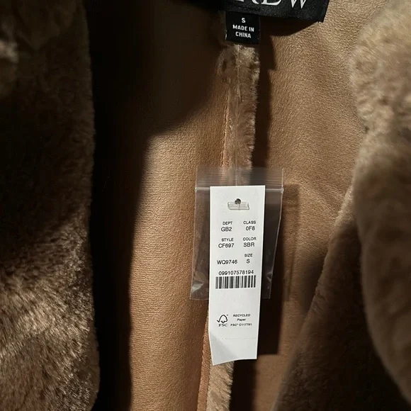 J. Crew Tan Teddy Jacket Plush Oversized Style - Picture 4 of 5